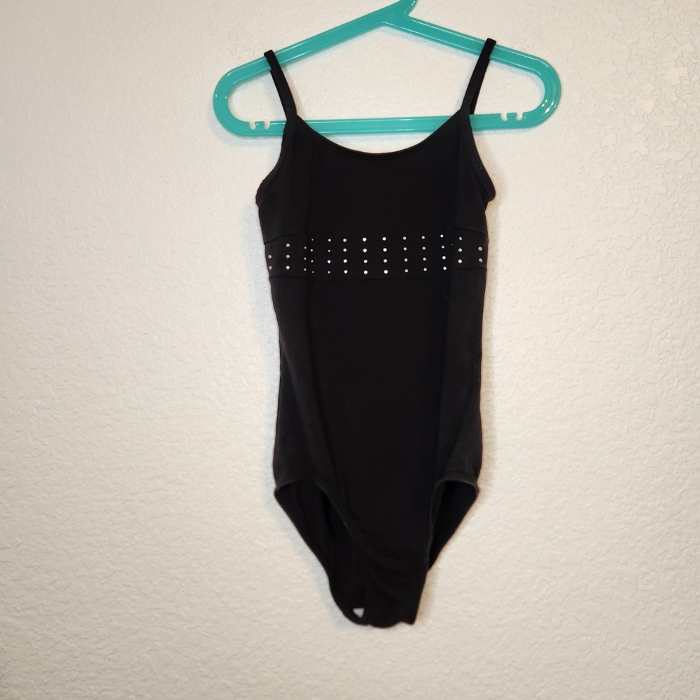 Girl's Freestyle Danskin Black Studded Leotard Size 7/8